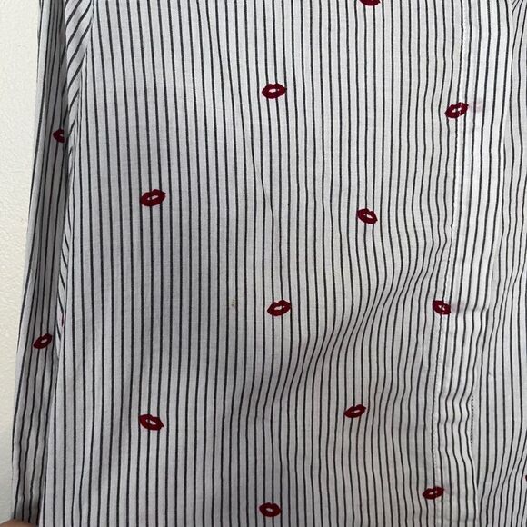 RAILS Taylor Striped Lip-print Cotton-blend Shirt In Flocked Kisses S - Picture 7 of 10